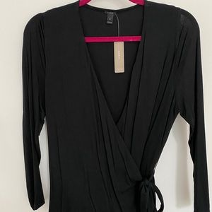 J Crew Black Wrap Top